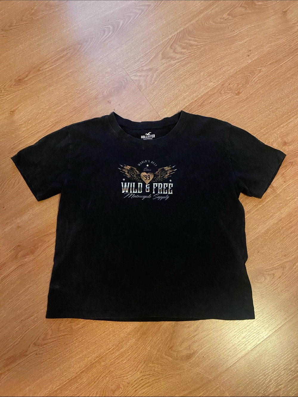 Hollister Black 'Wild & Free' Graphic Short-Sleeve Tee